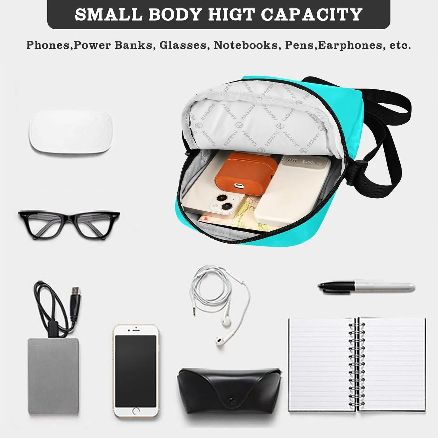 Crossbody Bag Black Messenger Bag for Women Men Purse Shoulder Bag Satchel Bag with Adjustable Strap Black