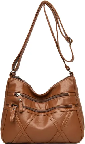 Crossbody Bag for Women Lightweight Shoulder Bags Ladies Soft PU Leather Handbags Multi Pocket Messenger Bags