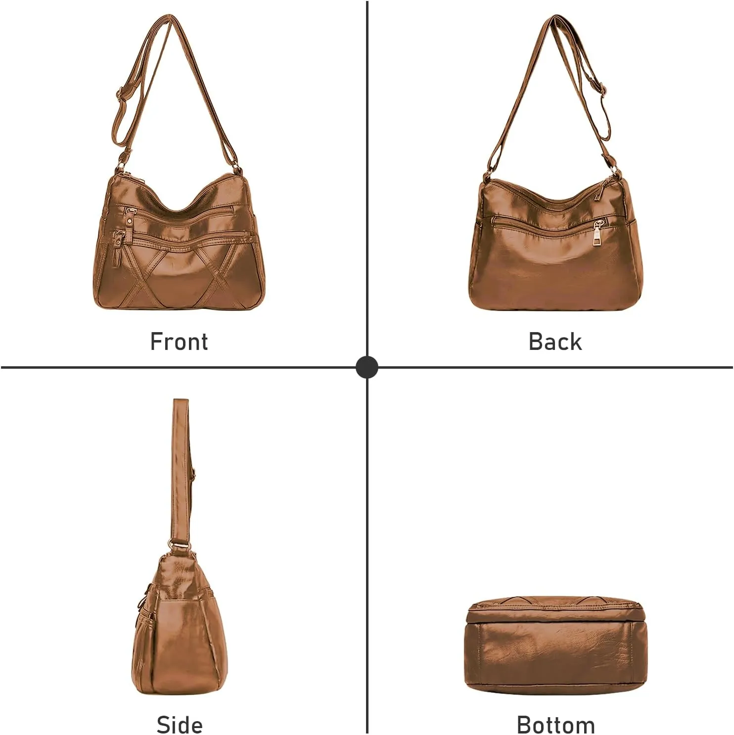Crossbody Bag for Women Lightweight Shoulder Bags Ladies Soft PU Leather Handbags Multi Pocket Messenger Bags