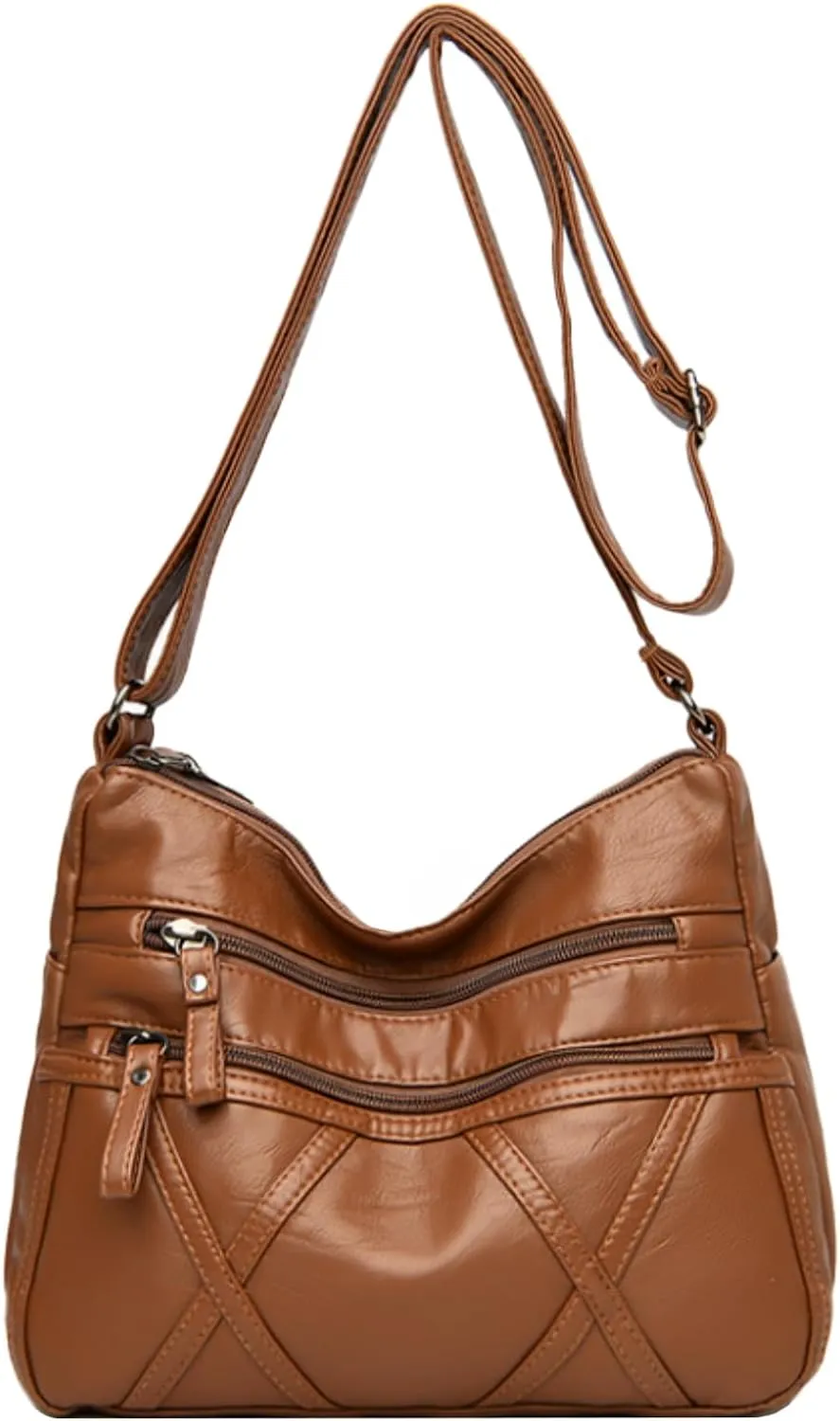 Crossbody Bag for Women Lightweight Shoulder Bags Ladies Soft PU Leather Handbags Multi Pocket Messenger Bags