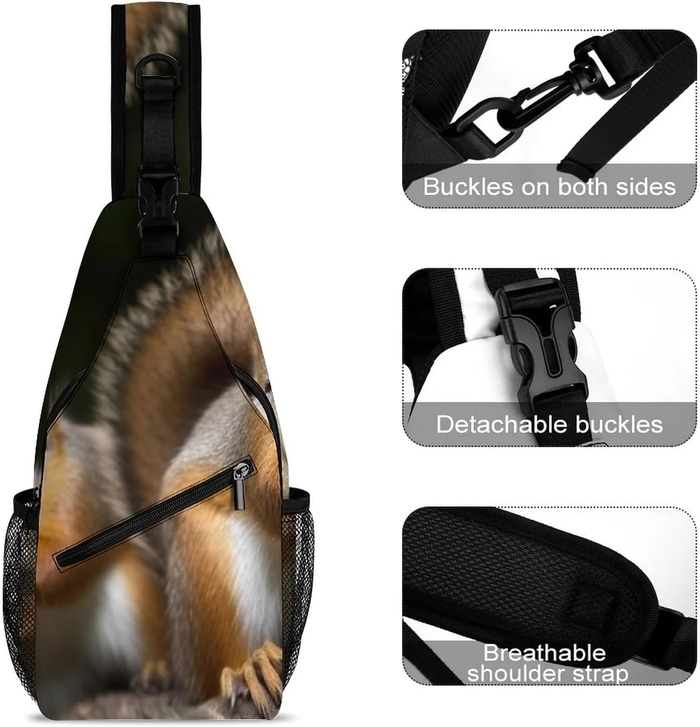 Crossbody Bag for Women Men Chest Bag The Silent Monkey Sling Bag Crossbody Shoulder Bag Sling Backpack