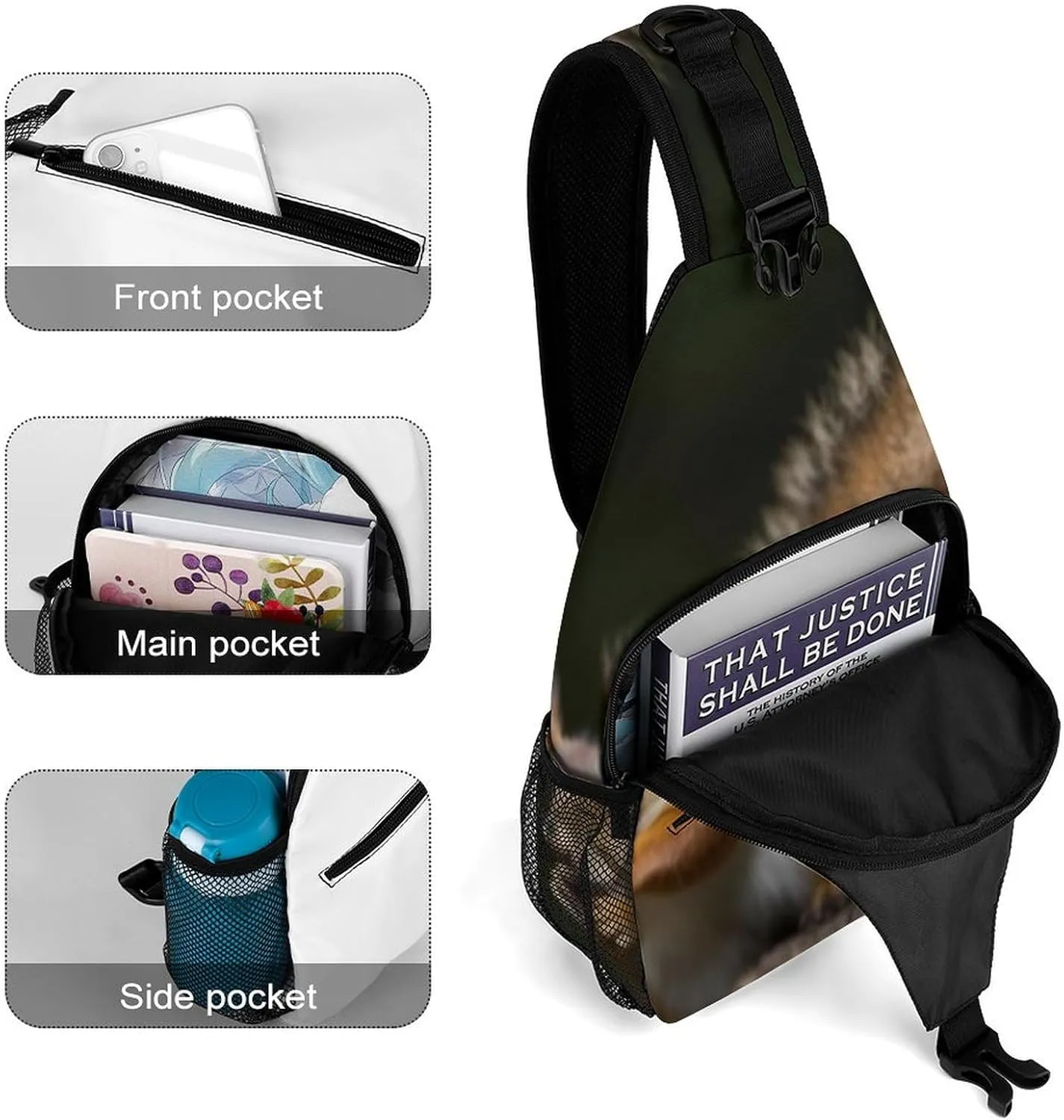 Crossbody Bag for Women Men Chest Bag The Silent Monkey Sling Bag Crossbody Shoulder Bag Sling Backpack