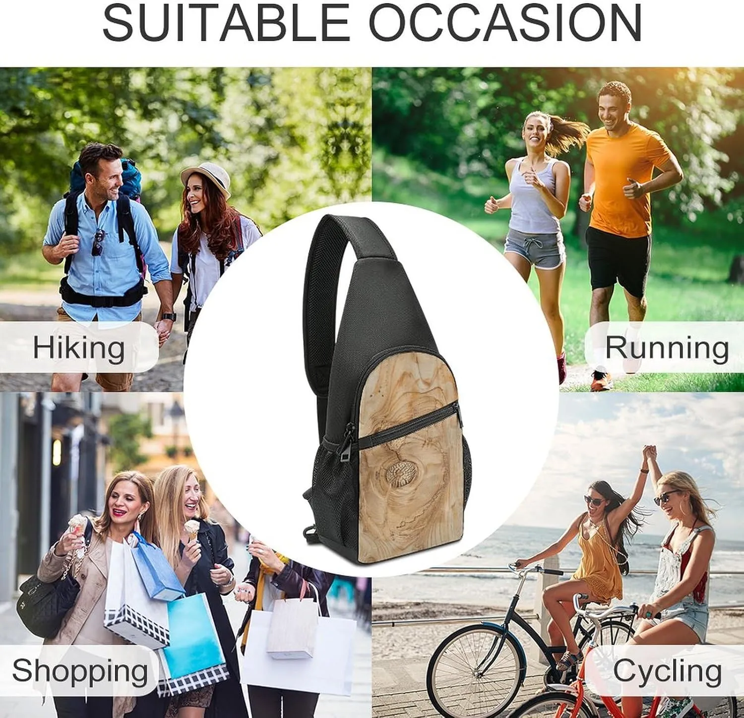 Crossbody Bag for Women Men Sling Bag Fish And Umbrella Chest Bag Crossbody Adjustable Shoulder Bag