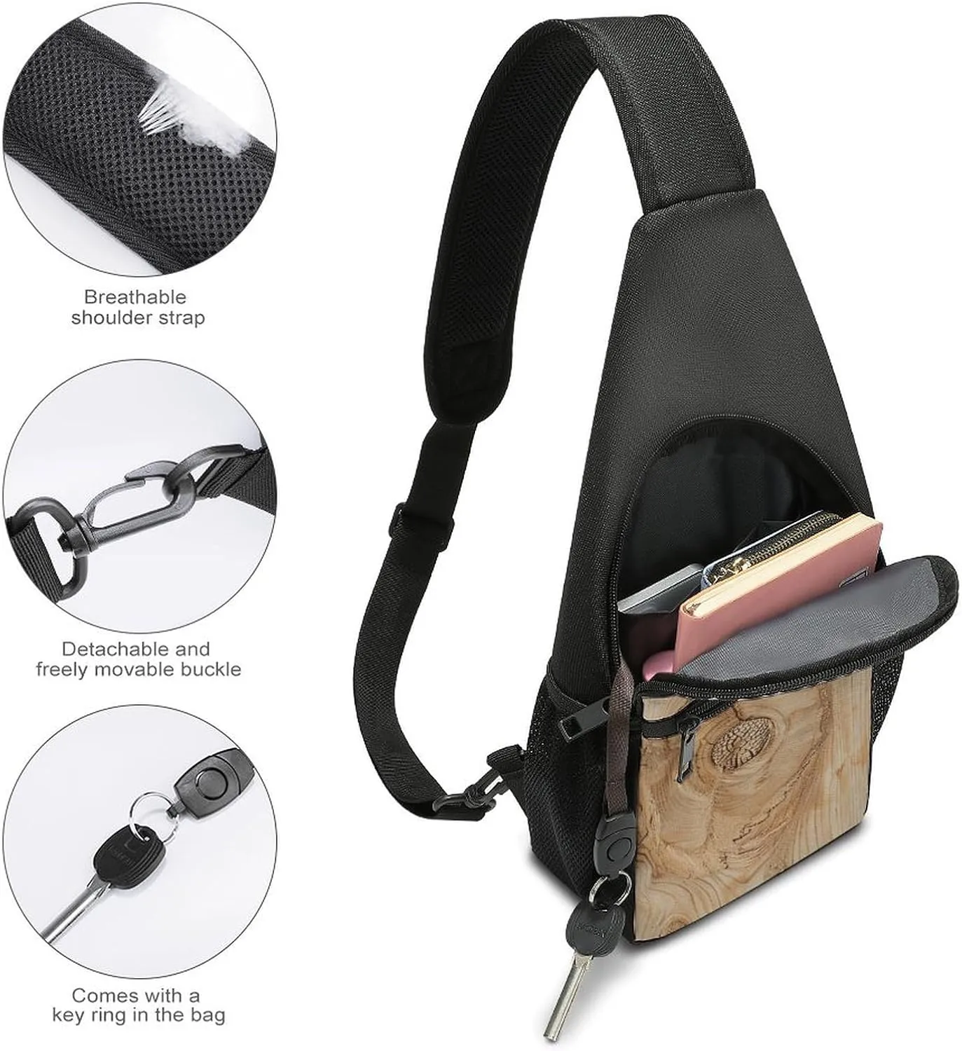 Crossbody Bag for Women Men Sling Bag Fish And Umbrella Chest Bag Crossbody Adjustable Shoulder Bag