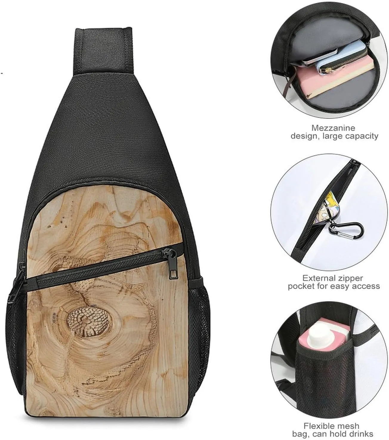 Crossbody Bag for Women Men Sling Bag Fish And Umbrella Chest Bag Crossbody Adjustable Shoulder Bag