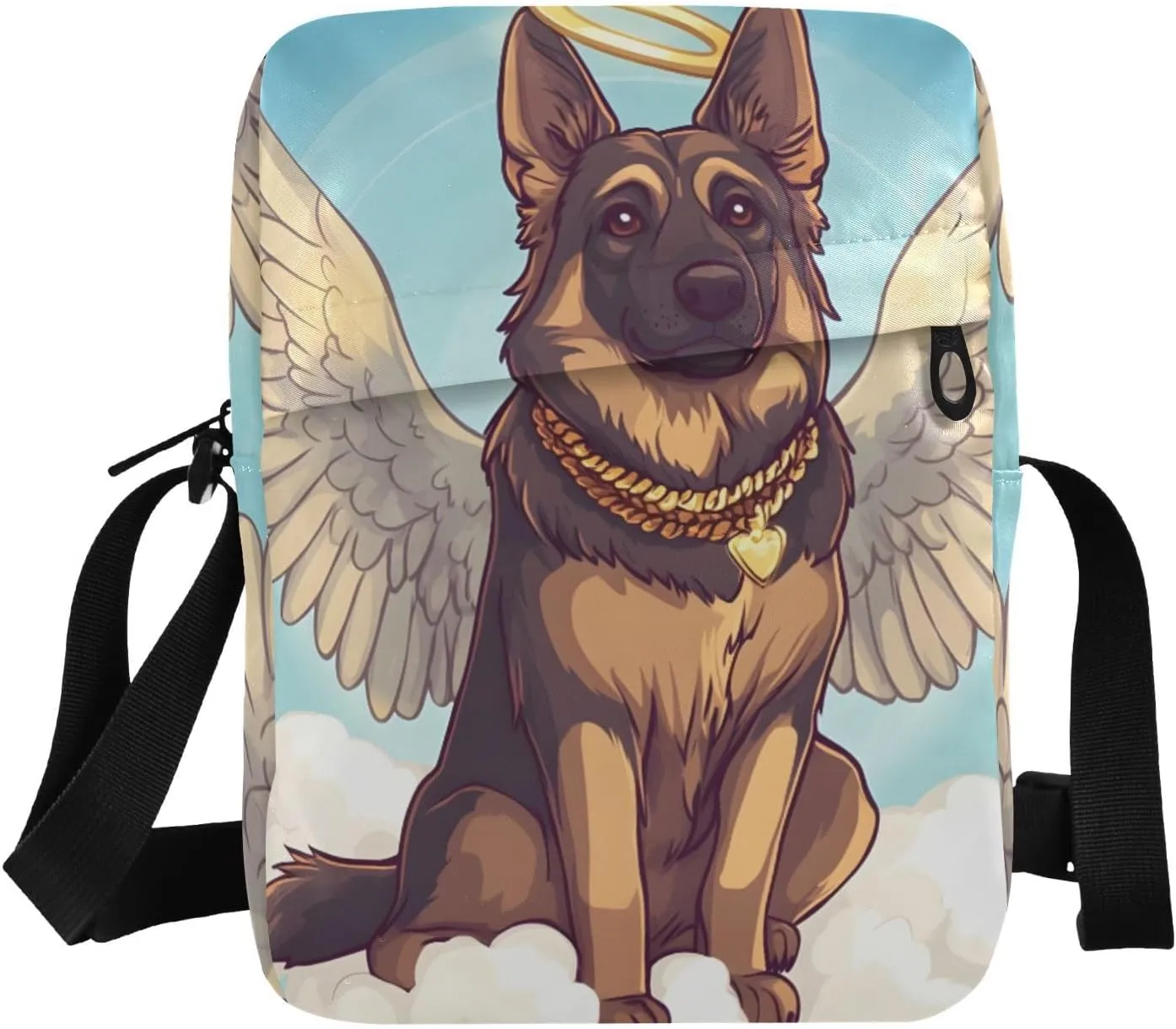 Crossbody Bag German Shepherd Dog Wings Messenger Bag for Women Men Purse Shoulder Bag Satchel Bag with Adjustable Strap 214C0584
