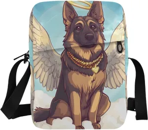 Crossbody Bag German Shepherd Dog Wings Messenger Bag for Women Men Purse Shoulder Bag Satchel Bag with Adjustable Strap 214C0584