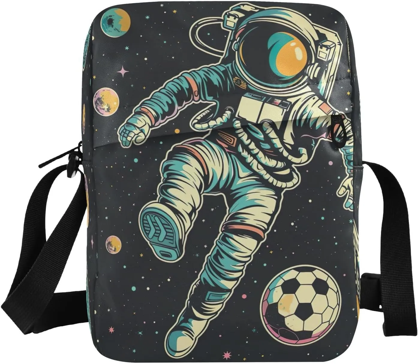 Crossbody Bag Space Astronaut Playing Soccer Messenger Bag for Women Men Purse Shoulder Bag Satchel Bag with Adjustable Strap 202b6295