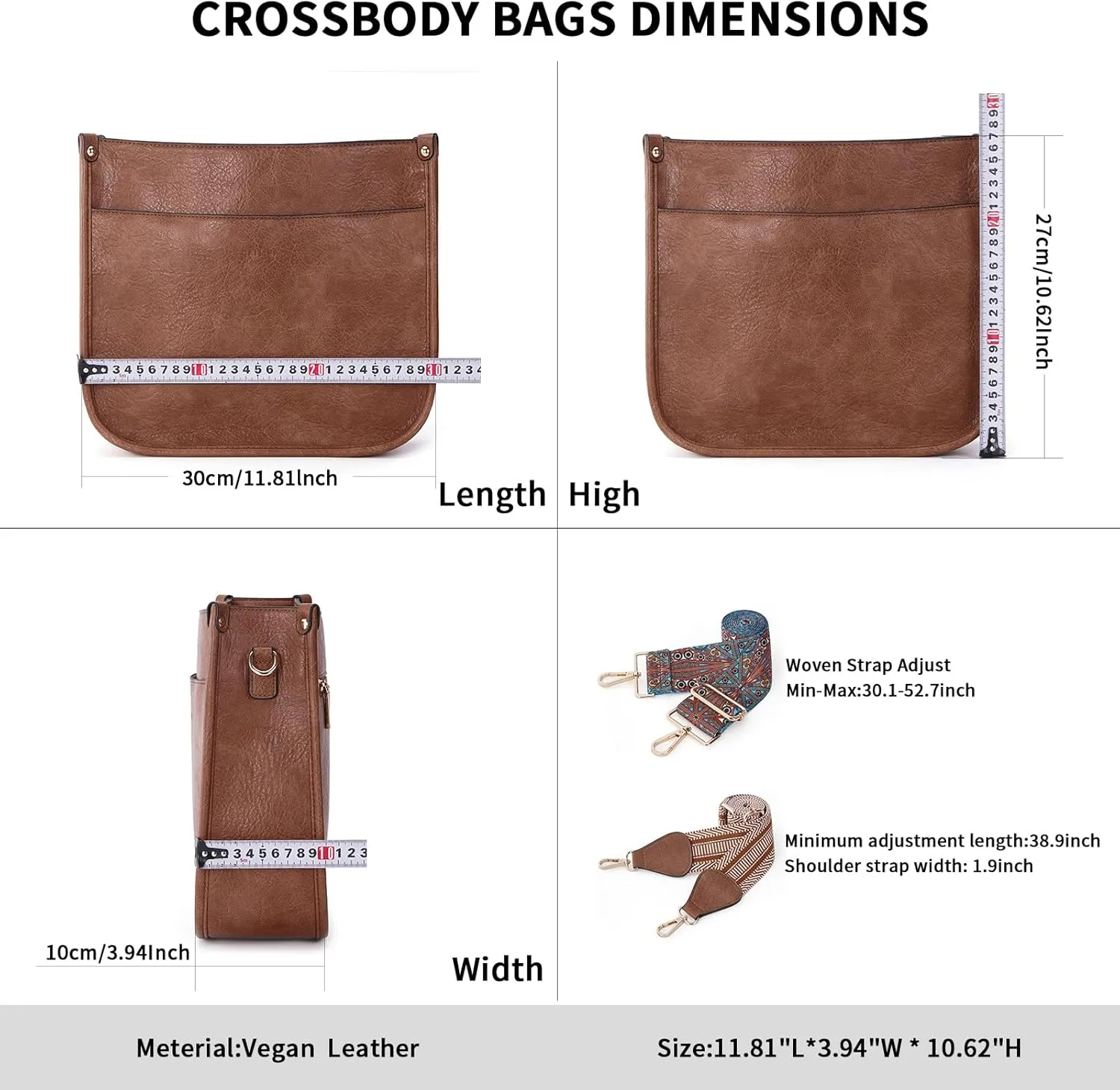 Crossbody Bag Women Vegan Leather Hobo Handbag Trendy Crossbody Shoulder Bag Purses For Women with 2 Adjustable Strap