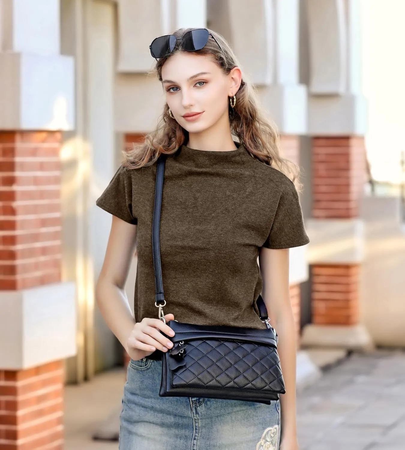 Crossbody Bags for Women Handbags, PU leather satchel Shoulder Bag Tote Bag Clutch Purse (Black)