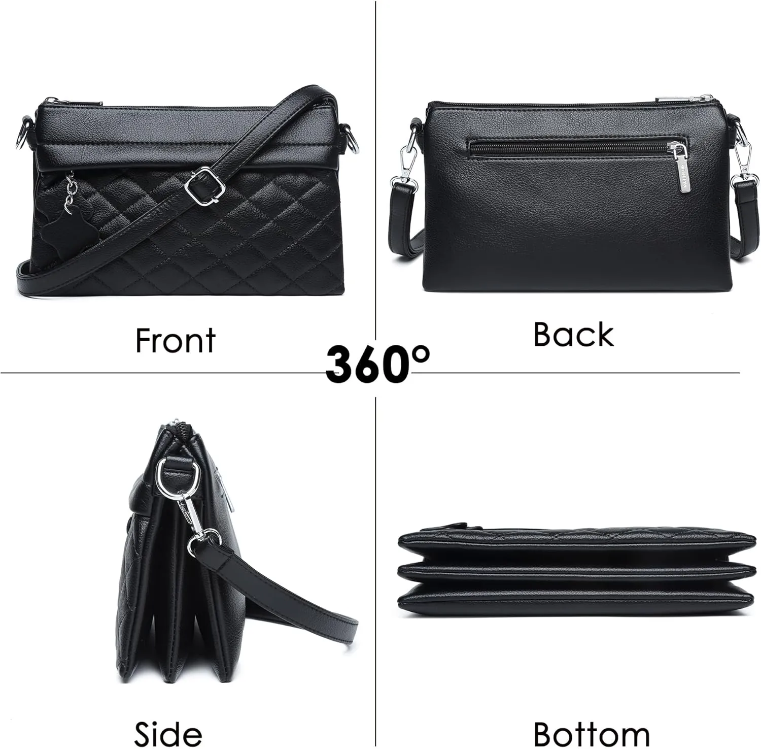 Crossbody Bags for Women Handbags, PU leather satchel Shoulder Bag Tote Bag Clutch Purse (Black)