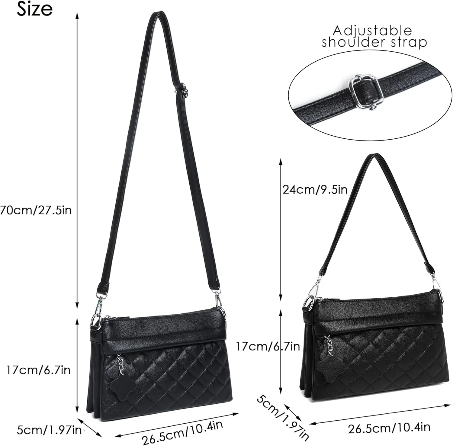 Crossbody Bags for Women Handbags, PU leather satchel Shoulder Bag Tote Bag Clutch Purse (Black)