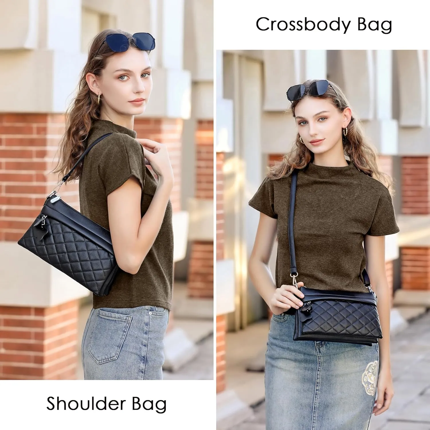 Crossbody Bags for Women Handbags, PU leather satchel Shoulder Bag Tote Bag Clutch Purse (Black)