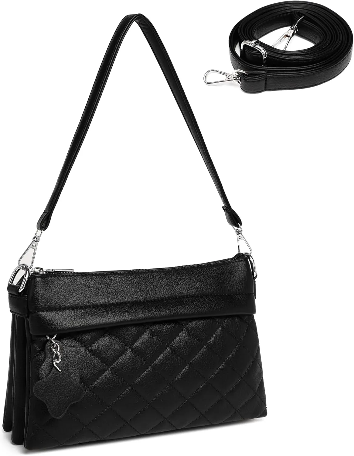 Crossbody Bags for Women Handbags, PU leather satchel Shoulder Bag Tote Bag Clutch Purse (Black)