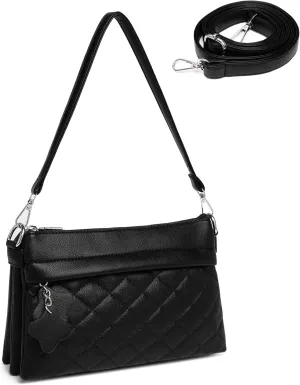 Crossbody Bags for Women Handbags, PU leather satchel Shoulder Bag Tote Bag Clutch Purse (Black)