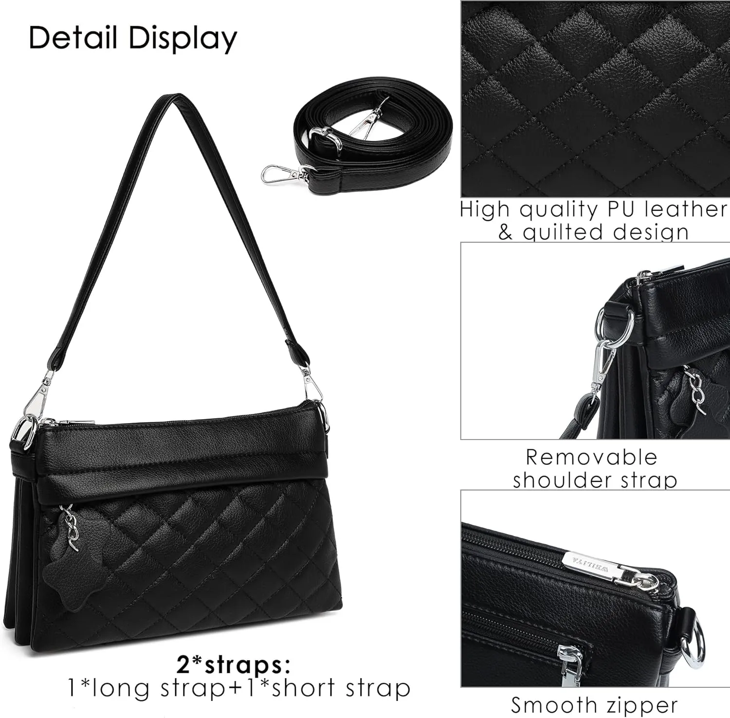 Crossbody Bags for Women Handbags, PU leather satchel Shoulder Bag Tote Bag Clutch Purse (Black)