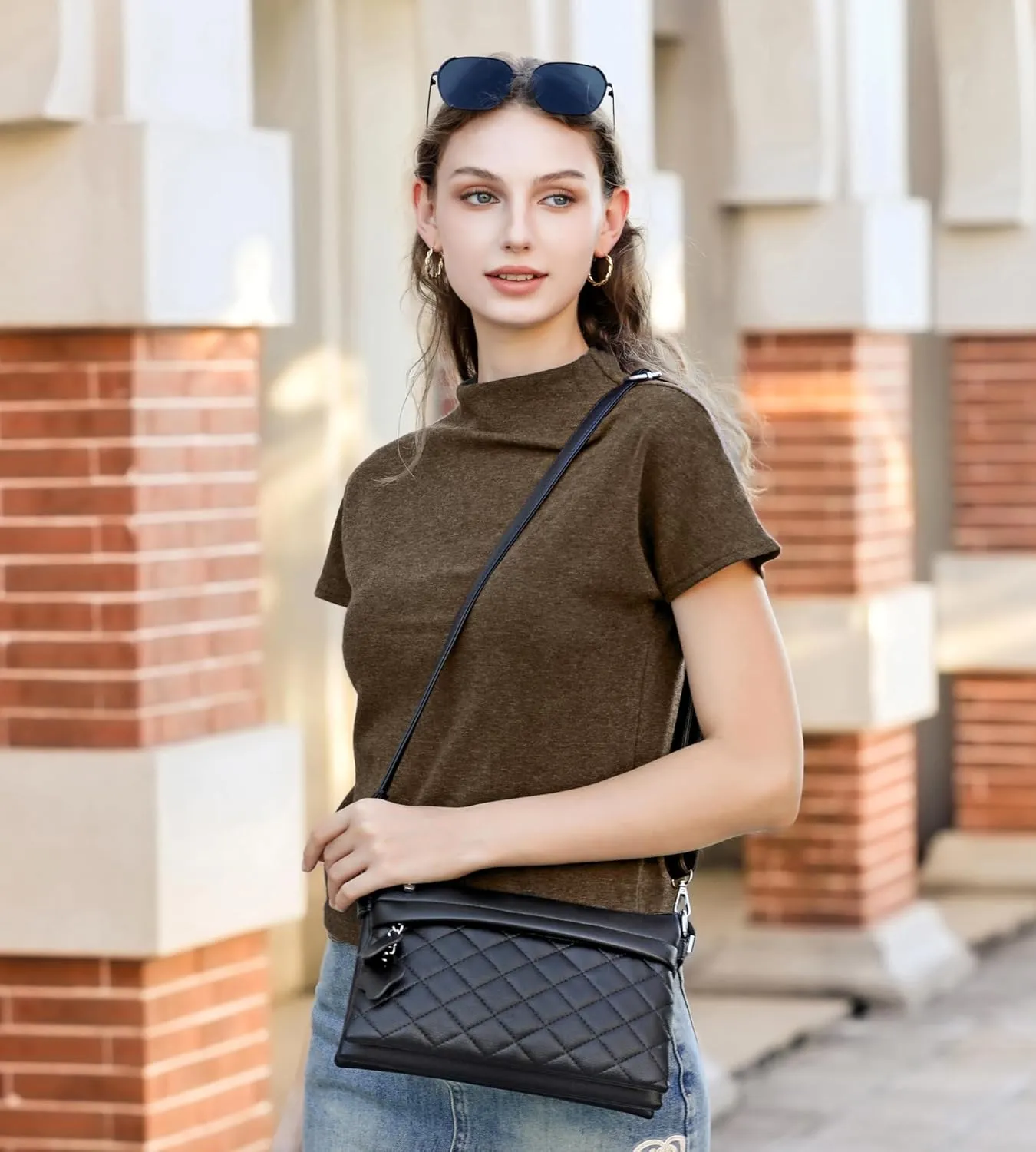 Crossbody Bags for Women Handbags, PU leather satchel Shoulder Bag Tote Bag Clutch Purse (Black)