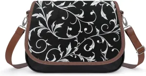 Crossbody Bags for Women Purses Handbags for Women White Leaf Swirl Printed Sling Bag