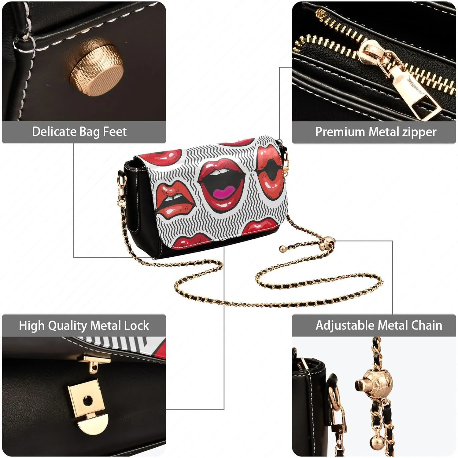 Crossbody Bags for Women Trendy Women's Black Shoulder Bag Small PU Leather Flap Cross Body Bag Handbags