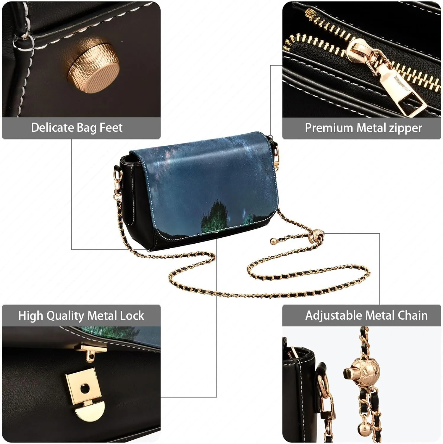 Crossbody Bags for Women Trendy Women's Black Shoulder Bag Small PU Leather Flap Cross Body Bag Handbags