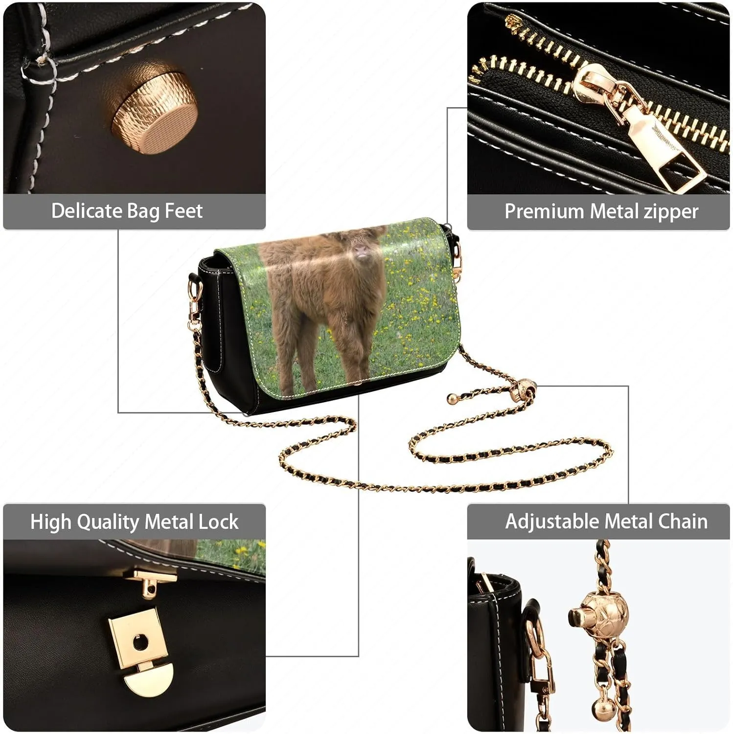 Crossbody Bags for Women Trendy Women's Black Shoulder Bag Small PU Leather Flap Cross Body Bag Handbags