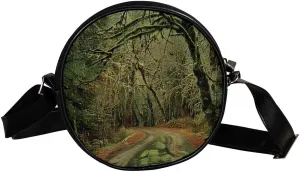 Crossbody Bags for Women,Crossbody Bag Men,Small Sling Bag,Scenic Road in Forest,Crossbody Purse