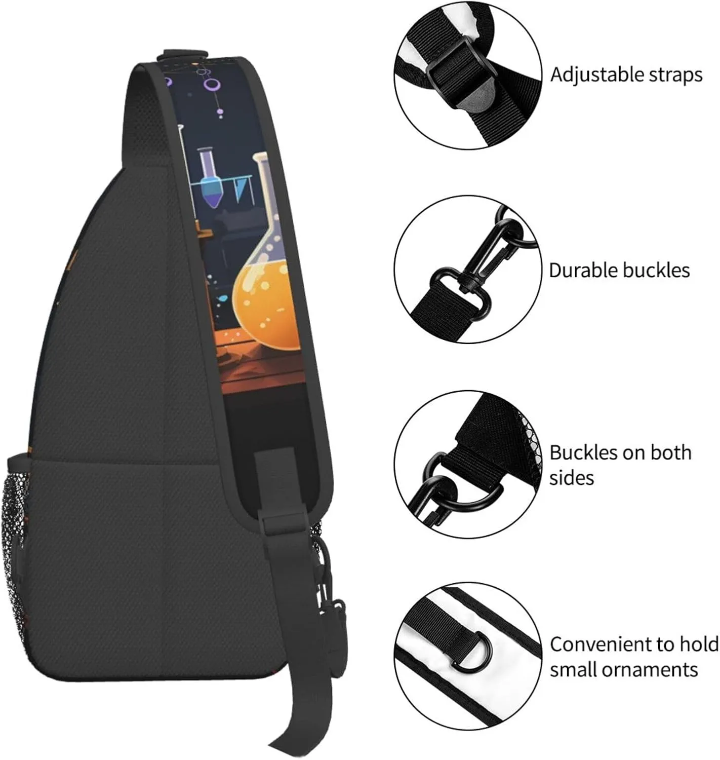 Crossbody Bags, Science Party Printed Fanny Pack,Sling Backpack,Multipurpose Crossbody Shoulder Bag Travel Daypack