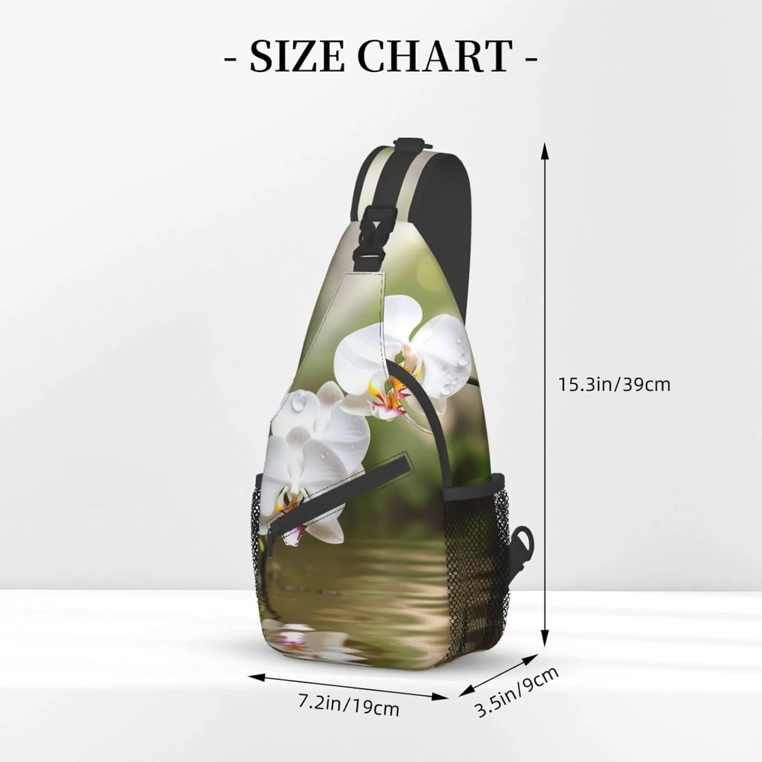Crossbody Bags, White Orchid In The Pond Printed Fanny Pack,Sling Backpack,Multipurpose Crossbody Shoulder Bag Travel Daypack