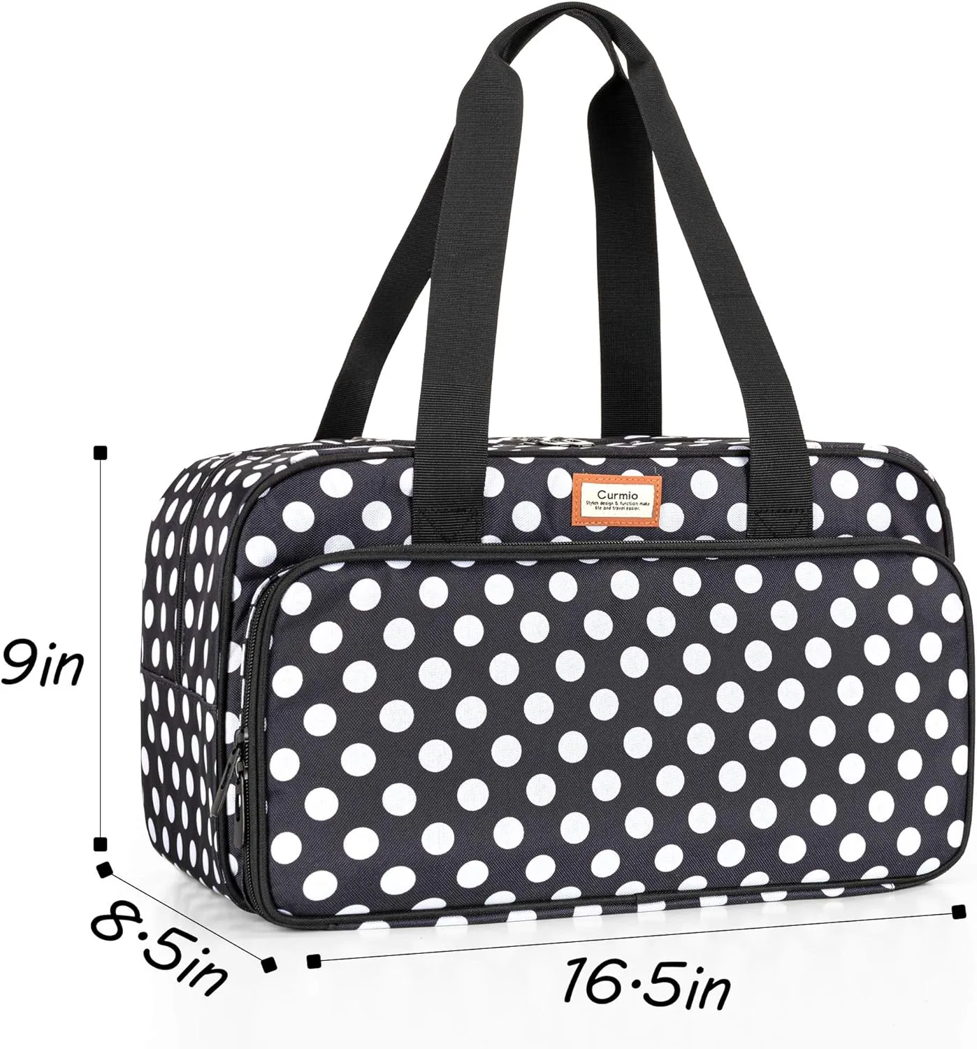 CURMIO Yarn Storage Bag, Knitting Tote Bag for Crochet Hooks, Knitting Project and Accessories, Ideal for Crochet Beginners and Knitting Lovers, Bag Only, Dots
