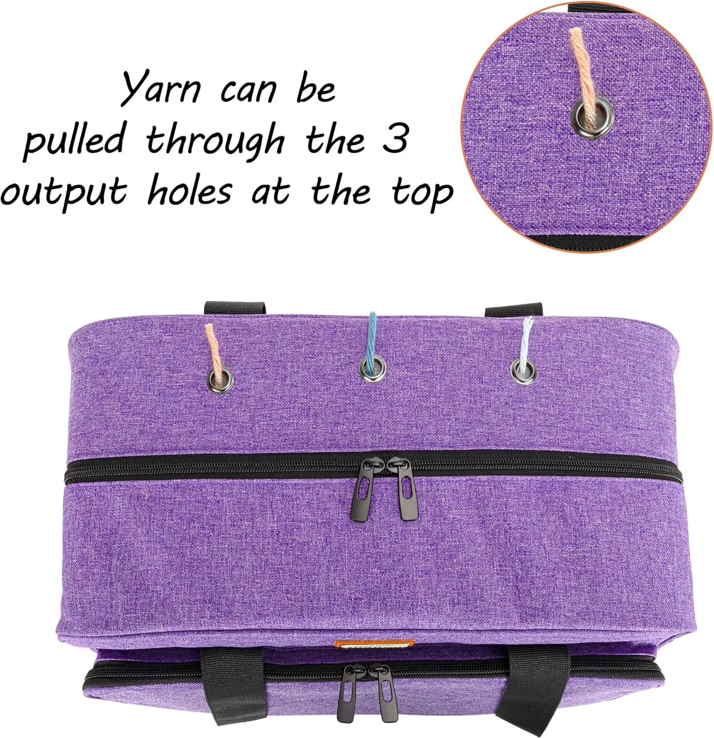 CURMIO Yarn Storage Bag, Knitting Tote Bag For Crochet Hooks, Knitting Project and Accessories, Ideal for Crochet Beginners and Knitting Lovers, Bag Only, Purple