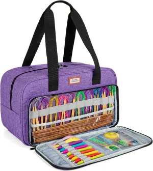 CURMIO Yarn Storage Bag, Knitting Tote Bag For Crochet Hooks, Knitting Project and Accessories, Ideal for Crochet Beginners and Knitting Lovers, Bag Only, Purple