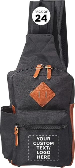 Custom Carson Crossbody Shoulder Bag Set of 50, Personalized Bulk Pack - Perfect for Employees, and For Everyday Use - Black