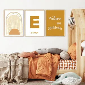 Custom Initial Set of 3 Prints - Golden