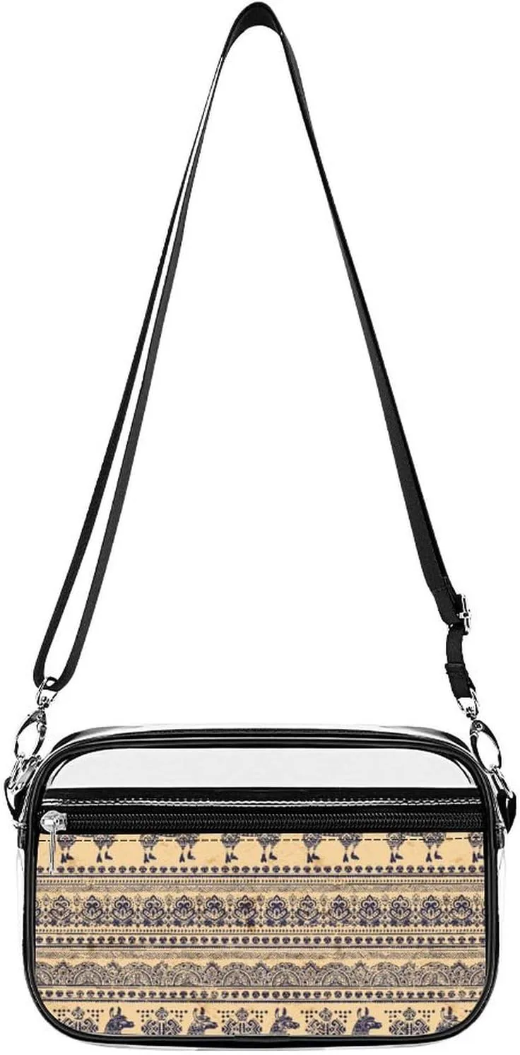 Cute Alpaca Llama with Ethnic Ornaments Clear Stadium Crossbody Bag Small Shoulder Purse Adjustable Strap Handbag for Women Men