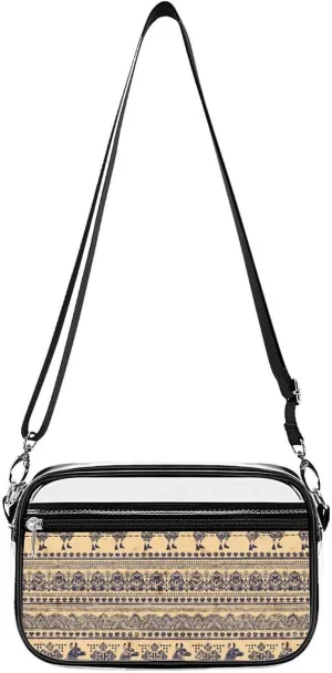 Cute Alpaca Llama with Ethnic Ornaments Clear Stadium Crossbody Bag Small Shoulder Purse Adjustable Strap Handbag for Women Men