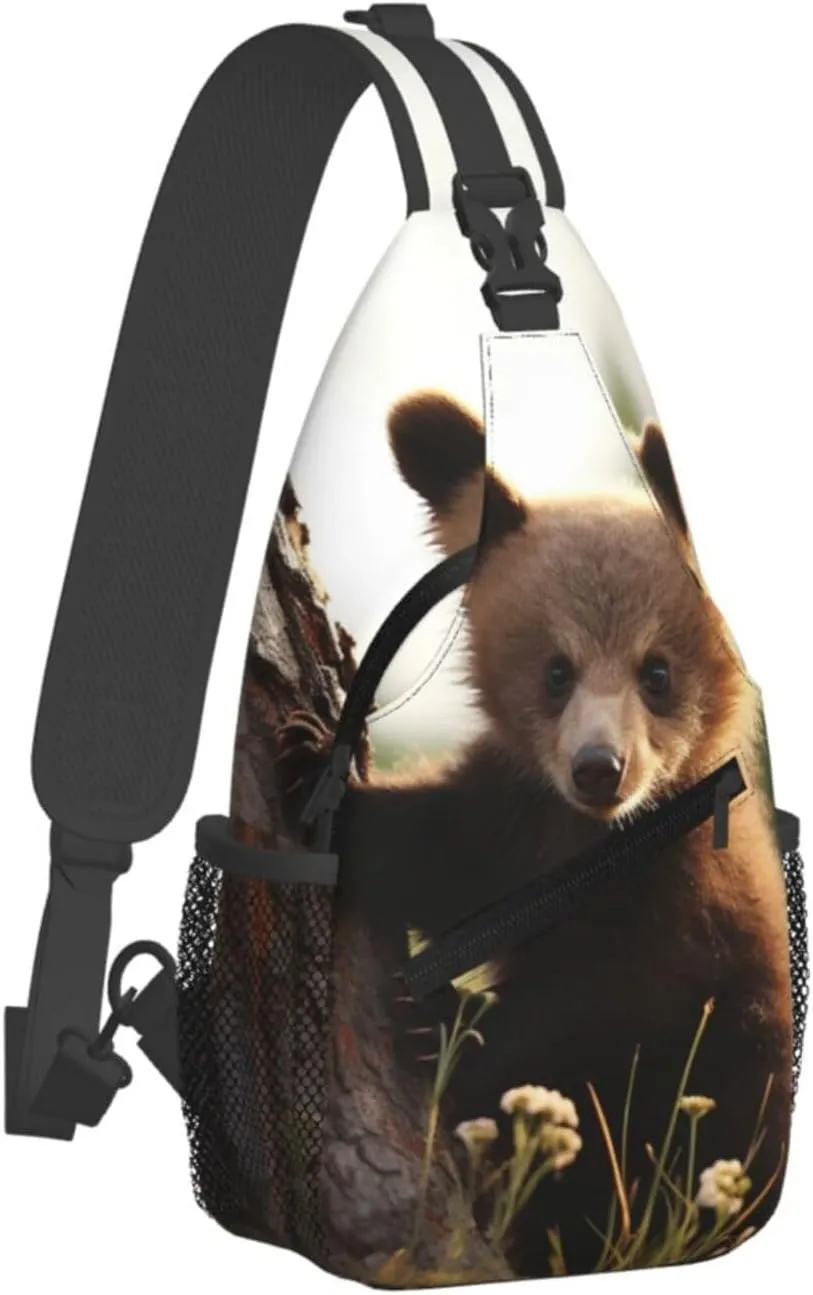 Cute Bear Sling Bag Backpack For Men Cross Chest Bag Crossbody Shoulder Bag Travel Hiking Daypack