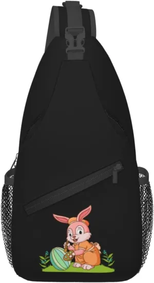 Cute Bunny Smearing Eggs Crossbody Bags For Women Men Chest Backpack Gym Shoulder Bag Travel Outdoor Sports Casual Crossbody Bags