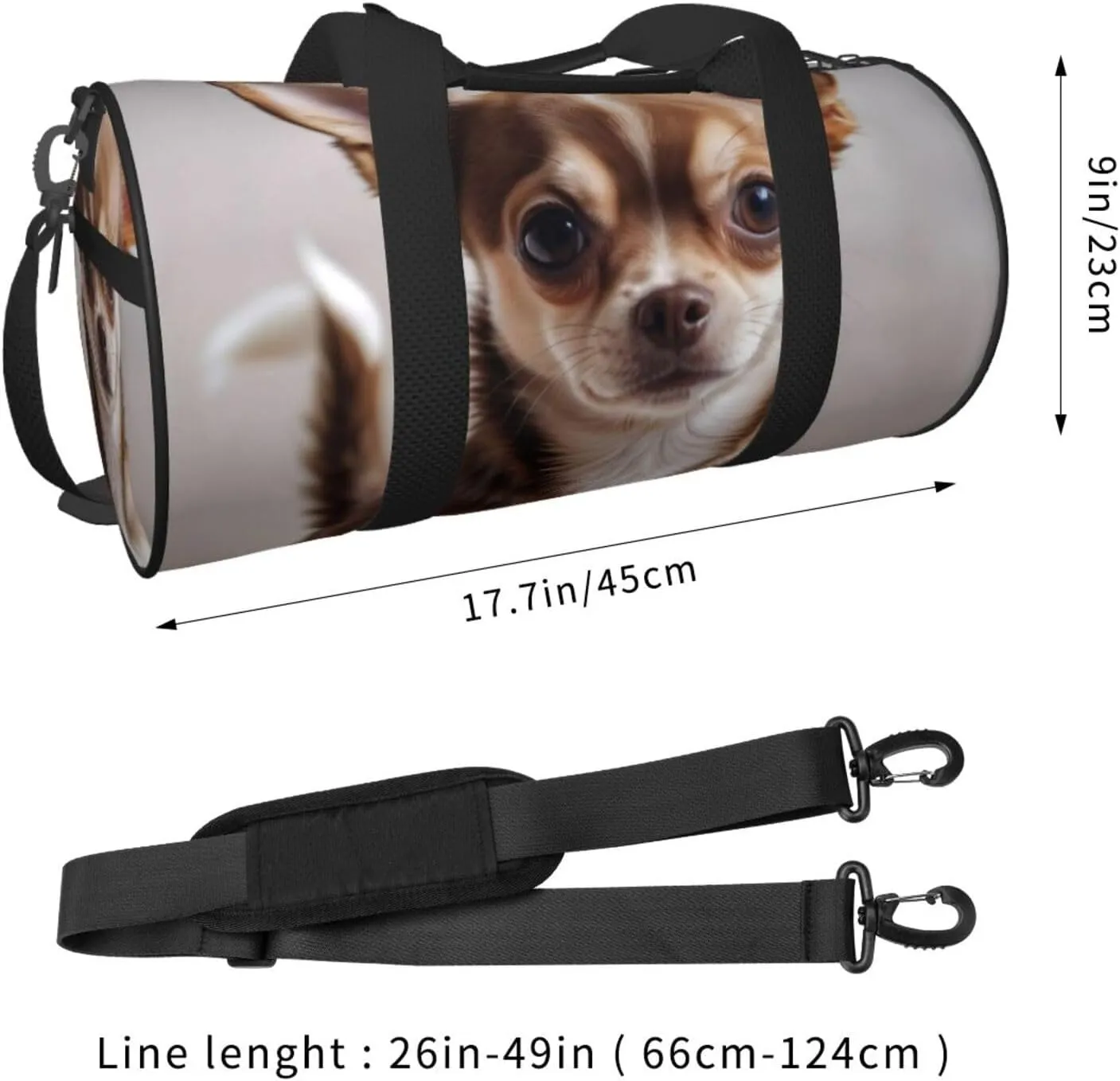 Cute Chihuahua Printed Travel Bag,Round Personal Item Storage bag,Foldie Duffel Bag for Traveling Vacation,Fitness,Sports