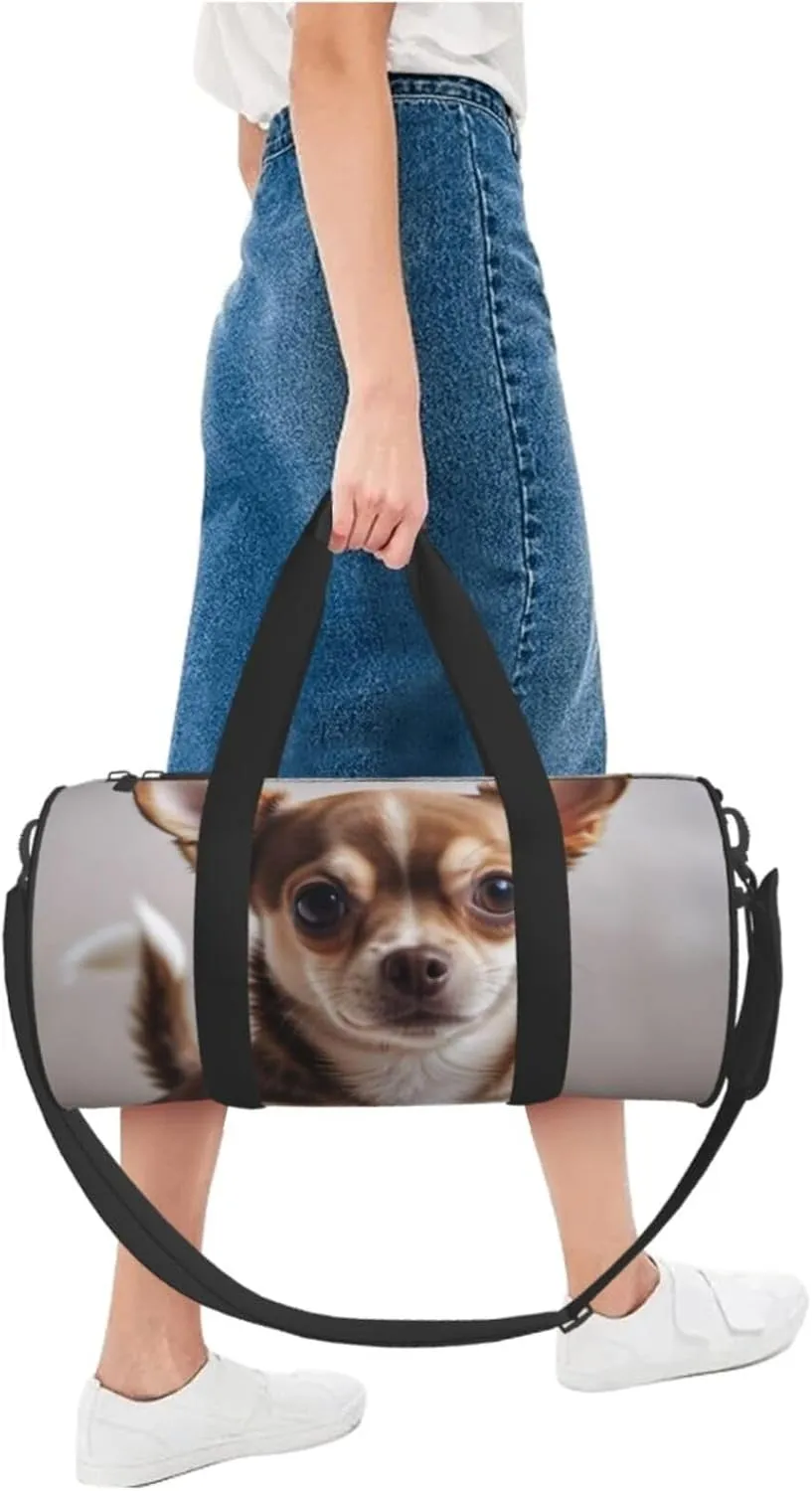 Cute Chihuahua Printed Travel Bag,Round Personal Item Storage bag,Foldie Duffel Bag for Traveling Vacation,Fitness,Sports