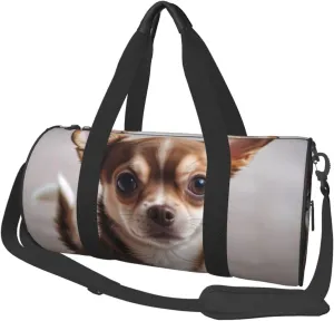 Cute Chihuahua Printed Travel Bag,Round Personal Item Storage bag,Foldie Duffel Bag for Traveling Vacation,Fitness,Sports