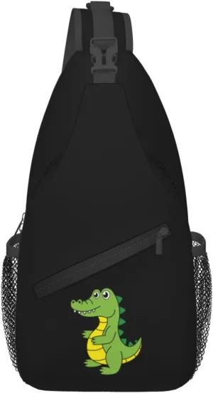 Cute Crocodile Crossbody Bags For Women Men Chest Backpack Gym Shoulder Bag Travel Outdoor Sports Casual Crossbody Bags