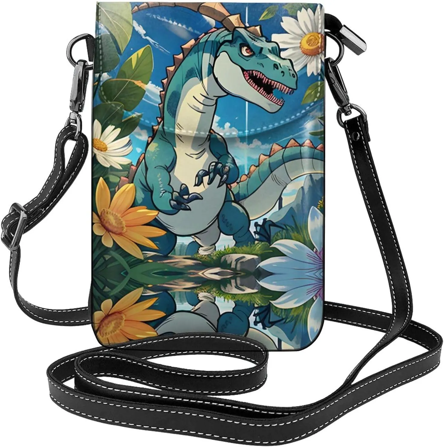 Cute Dinosaur Printed Women's Crossbody Phone Bag - Perfect for Travel and Shopping