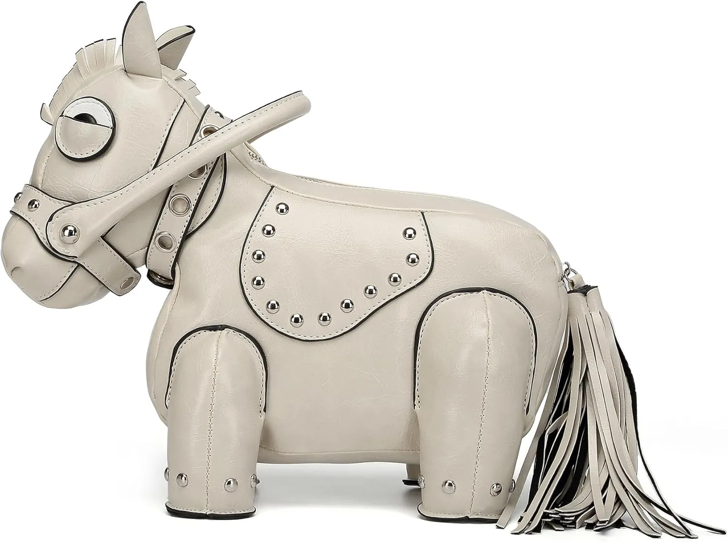 Cute Horse Shape Crossbody Bag Funny Purse Women Men Cartoon Animal Shoulder Bag Unique PVC Ladies Clutch Rivet Handbags