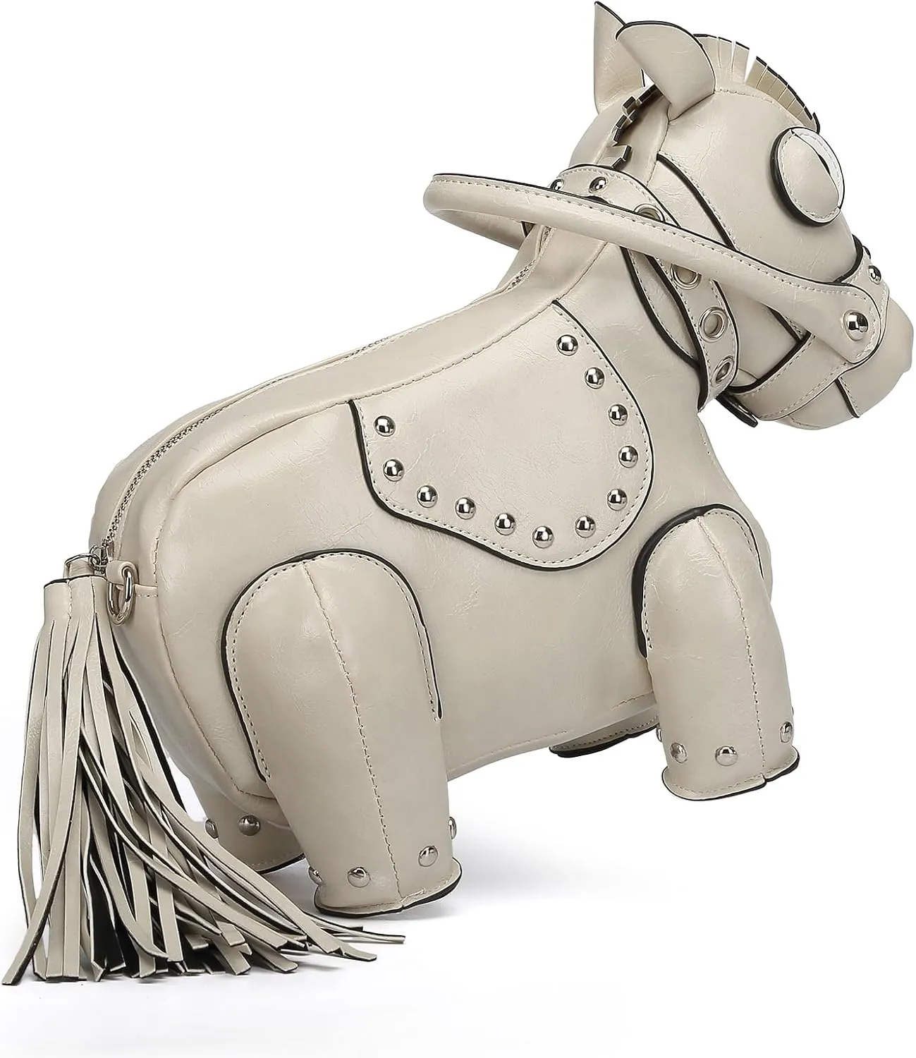 Cute Horse Shape Crossbody Bag Funny Purse Women Men Cartoon Animal Shoulder Bag Unique PVC Ladies Clutch Rivet Handbags