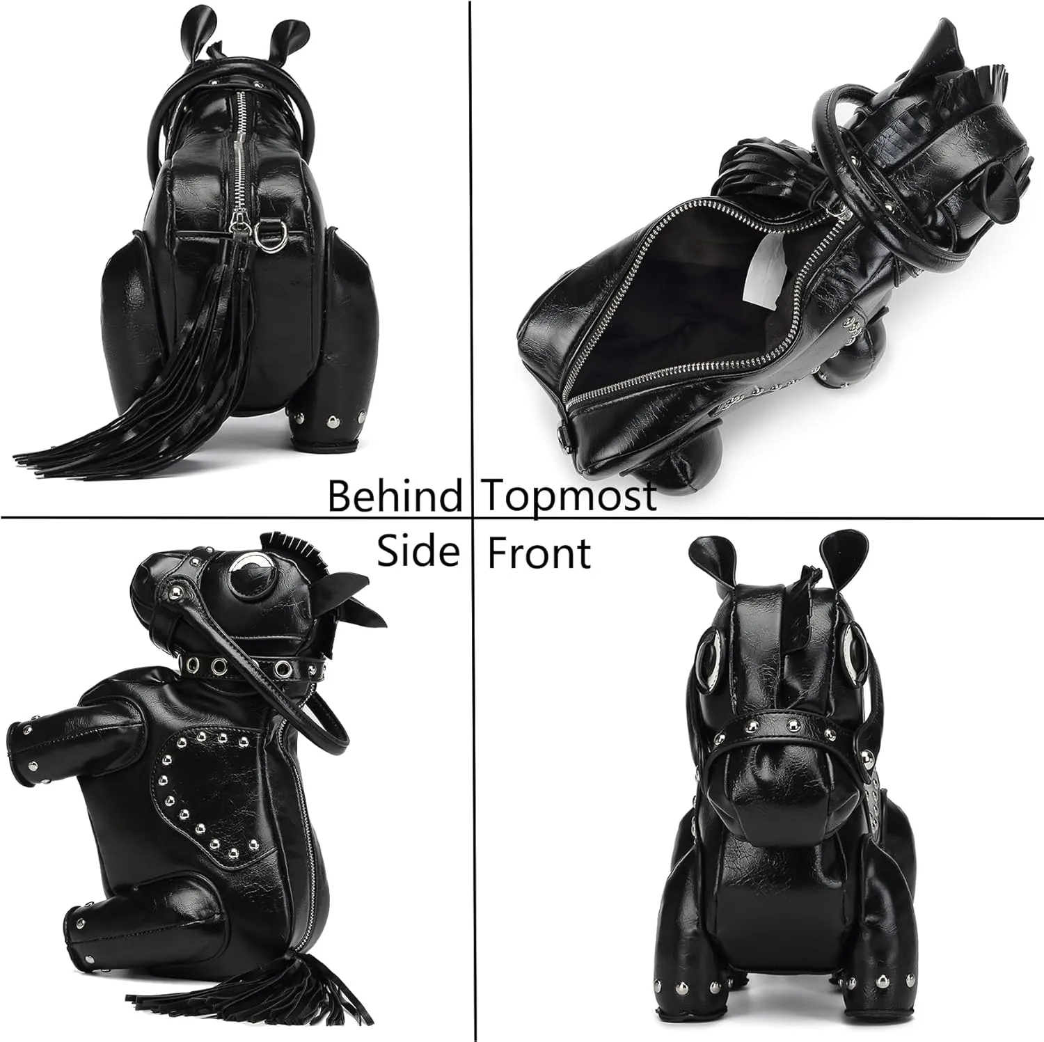 Cute Horse Shape Crossbody Bag Funny Purse Women Men Cartoon Animal Shoulder Bag Unique PVC Ladies Clutch Rivet Handbags