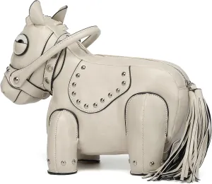 Cute Horse Shape Crossbody Bag Funny Purse Women Men Cartoon Animal Shoulder Bag Unique PVC Ladies Clutch Rivet Handbags