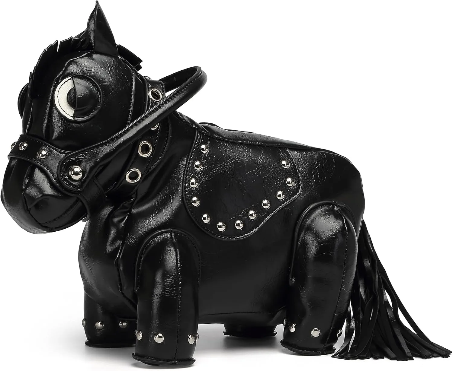 Cute Horse Shape Crossbody Bag Funny Purse Women Men Cartoon Animal Shoulder Bag Unique PVC Ladies Clutch Rivet Handbags