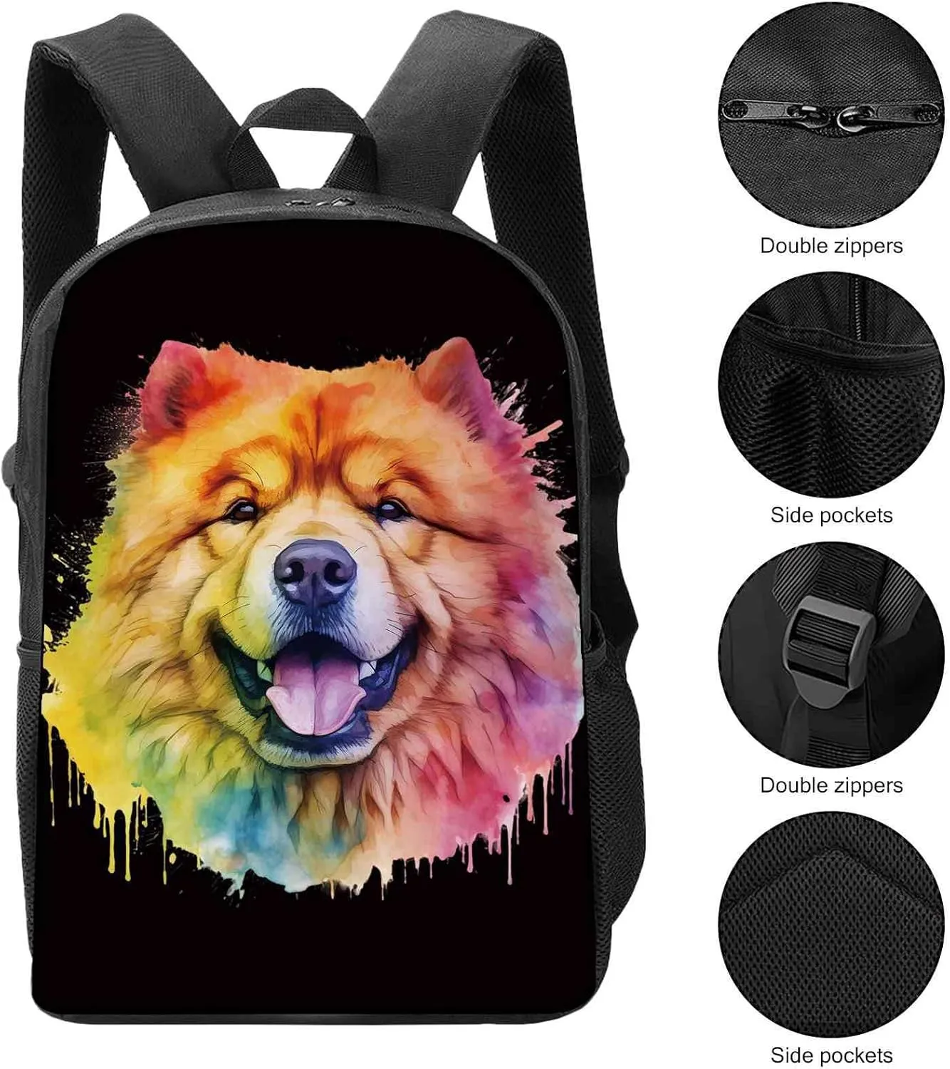 Cute Laptop Backpack Watercolor Norwegian Lundehund Dog Shoulder Bags Travel Backpack 17 Inch White