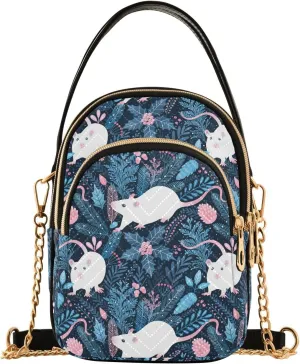 Cute Rats Pattern Crossbody Bags for Women Detachable Strap Purses Shoulder Bag Travel Handbags