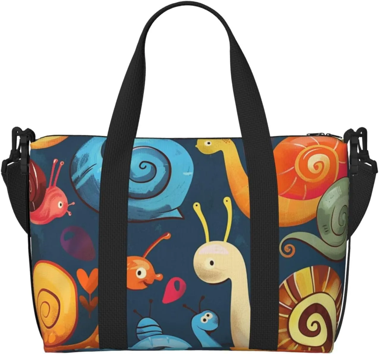 Cute Snail Printed Travel Duffel Bag for Men Women Shoulder Weekender Overnight Bags for for Beach Swim Sports Gym